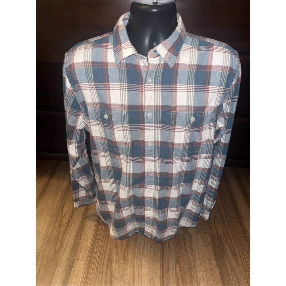 Wallace & Barnes Shirt Mens Sz Large Plaid Flannel Long Sleeve Button Up Classic